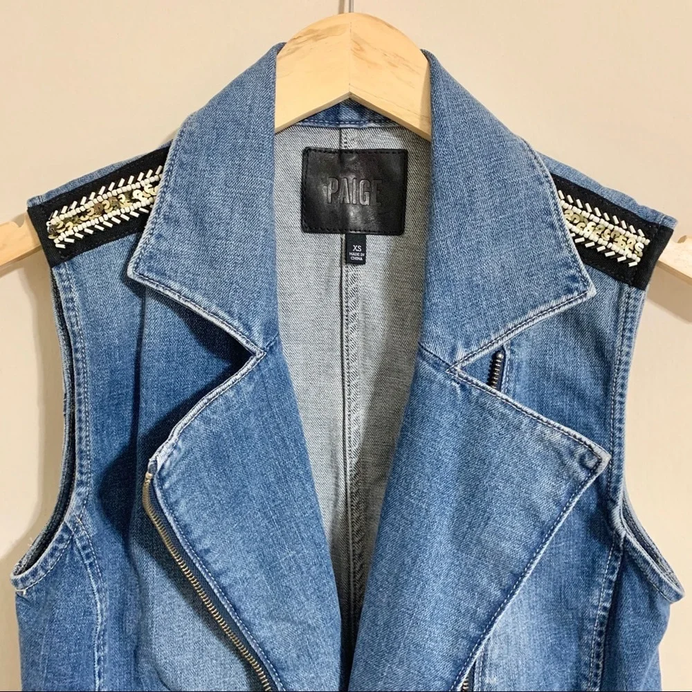 PAIGE Denim Embellished Vest vintage - Picture 3 of 8